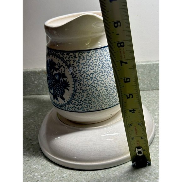 Vtg Jay Import Co Blue And White Fruit Pitcher & Bowl Water Pitcher Cottagecore - Picture 8 of 10